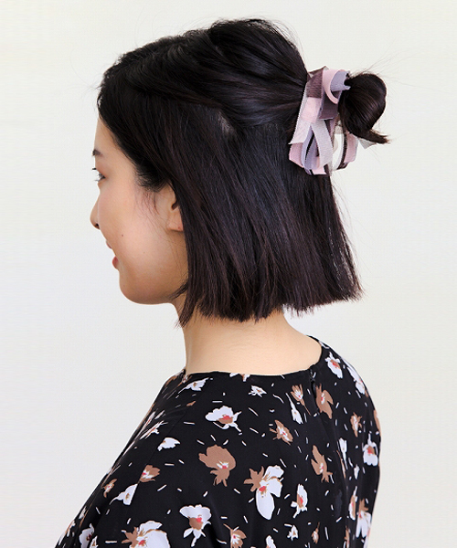 14+（イチヨンプラス）の「アクセサリーミックスカラーシフォンフリンジヘアゴム（ヘアゴム・レディース・カーキ/ブルー/グレー/ベージュ・FREE）」の6枚目の写真