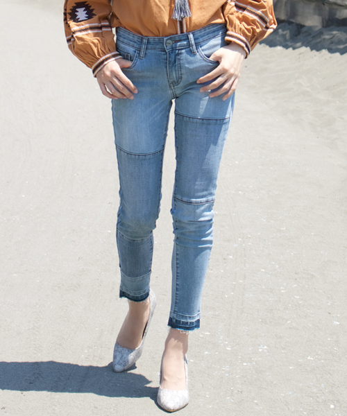 パッチワークリメイク風スキニーデニムパンツ デニムパンツ Andj アンドジェイ のファッション通販 Zozotown