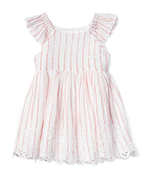 GAP | Gap ストライプアイレット フラッタースリーブ ワンピース(ワンピース)