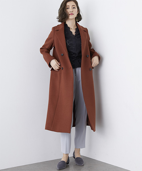 STUDIOUS（ステュディオス）の「ダブルブレストコート（チェスターコート・レディース・ブラウン/マルチ・0/1）」の13枚目の写真