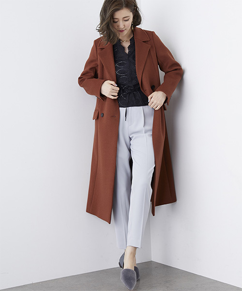 STUDIOUS（ステュディオス）の「ダブルブレストコート（チェスターコート・レディース・ブラウン/マルチ・0/1）」の14枚目の写真