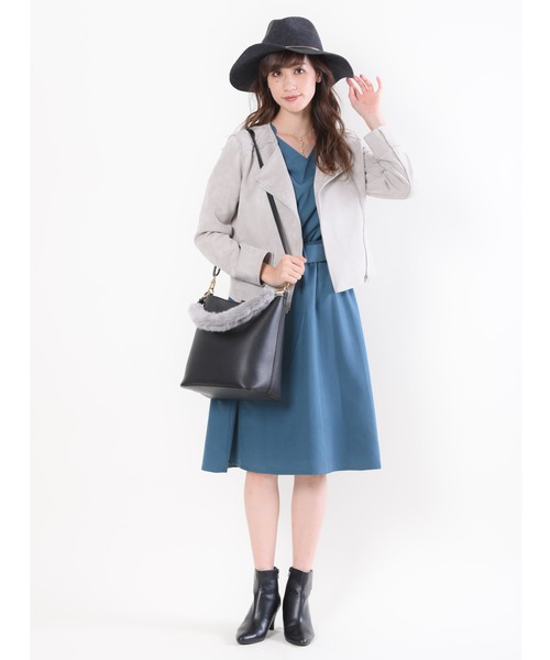 12Twelve Agenda（トゥエルブ　アジェンダ）の「モダールポプリンベルテッドワンピース（ワンピース・レディース・ブラック/ネイビー/オレンジ/ブルーグリーン・M）」の6枚目の写真