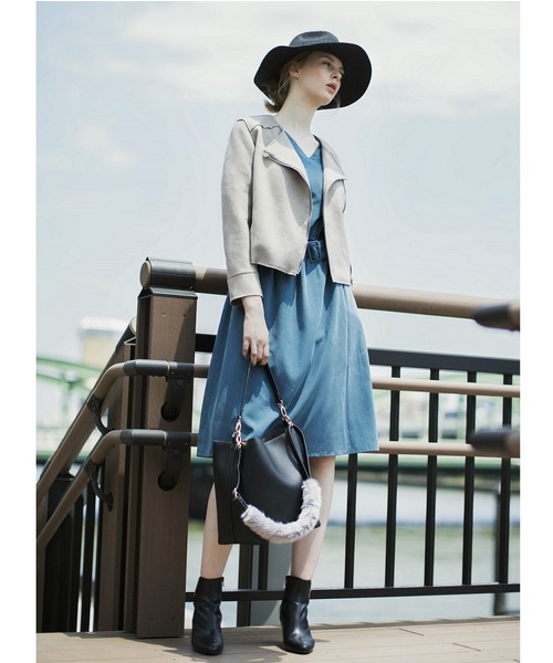 12Twelve Agenda（トゥエルブ　アジェンダ）の「モダールポプリンベルテッドワンピース（ワンピース・レディース・ブラック/ネイビー/オレンジ/ブルーグリーン・M）」の5枚目の写真