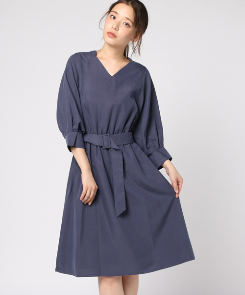 12Twelve Agenda（トゥエルブ　アジェンダ）の「モダールポプリンベルテッドワンピース（ワンピース・レディース・ブラック/ネイビー/オレンジ/ブルーグリーン・M）」の3枚目の写真