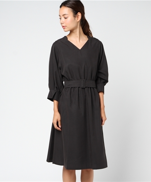 12Twelve Agenda（トゥエルブ　アジェンダ）の「モダールポプリンベルテッドワンピース（ワンピース・レディース・ブラック/ネイビー/オレンジ/ブルーグリーン・M）」の11枚目の写真