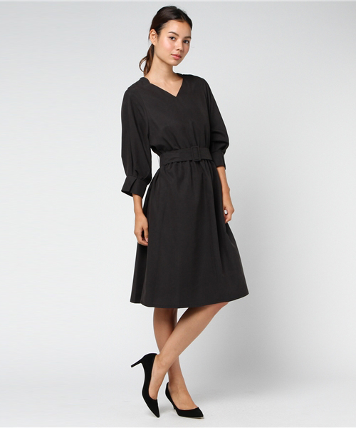 12Twelve Agenda（トゥエルブ　アジェンダ）の「モダールポプリンベルテッドワンピース（ワンピース・レディース・ブラック/ネイビー/オレンジ/ブルーグリーン・M）」の8枚目の写真