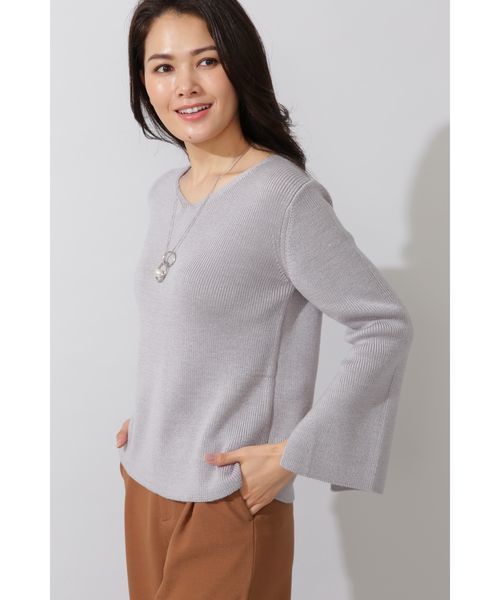 22 OCTOBRE（ヴァンドゥ－オクトーブル）の「スリットスリーブニット（ニット/セーター・レディース・グレー/ブルー/ネイビー・2）」の2枚目の写真
