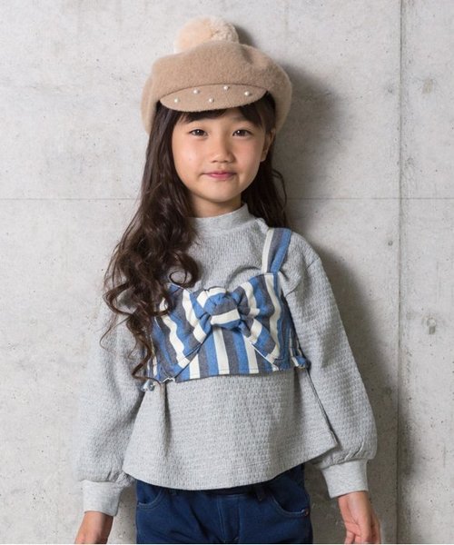 apres les cours(アプレレクール)の「ビスチェ付きトップス(Tシャツ/カットソー・キッズ・レッド/ブルー・100/110/120/130/140/80/90)」の2枚目の写真