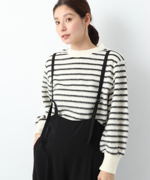 LEPSIM(レプシィム)の「キモウギャザーボーダープルオーバーLS 773003(Tシャツ/カットソー・レディース・ブラック/オフホワイト/ダークネイビー・MEDIUM/LARGE)」の2枚目の写真