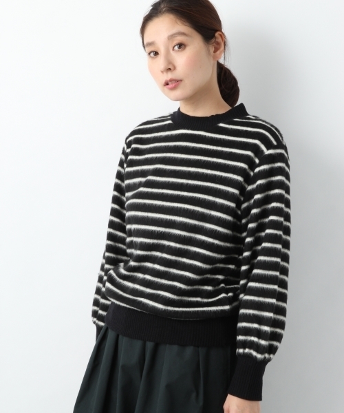 LEPSIM(レプシィム)の「キモウギャザーボーダープルオーバーLS 773003(Tシャツ/カットソー・レディース・ブラック/オフホワイト/ダークネイビー・MEDIUM/LARGE)」の3枚目の写真