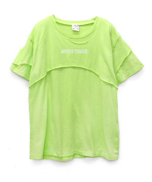 RNA(アールエヌエー)の「M0915 カットオフレイヤードTシャツ(Tシャツ/カットソー・レディース・ブラック/オフホワイト/ライム・MEDIUM)」の4枚目の写真
