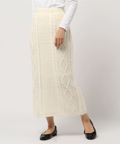 SpRay(スプレイ)の「ケーブルニットロングタイトスカート(スカート・レディース・ブラック/ベージュ/パープル/グレー/アイボリー・FREE)」の8枚目の写真