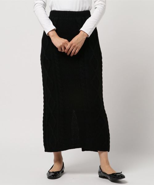 SpRay(スプレイ)の「ケーブルニットロングタイトスカート(スカート・レディース・ブラック/ベージュ/パープル/グレー/アイボリー・FREE)」の9枚目の写真