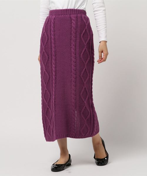 SpRay(スプレイ)の「ケーブルニットロングタイトスカート(スカート・レディース・ブラック/ベージュ/パープル/グレー/アイボリー・FREE)」の10枚目の写真