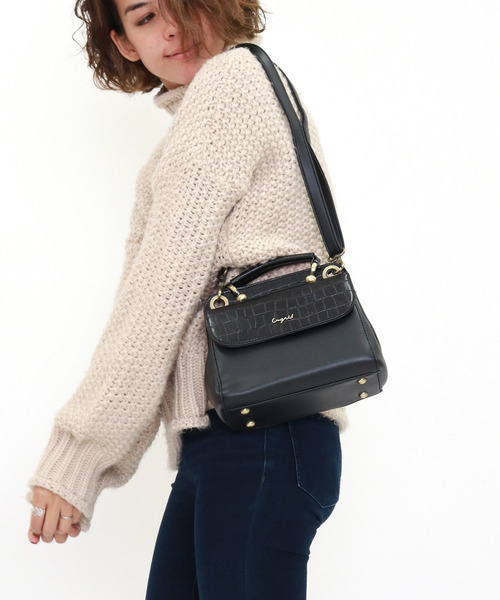 Ungrid（アングリッド）の「【Ungrid/アングリッド】　クロコミックスショルダーハンドバッグ（ショルダーバッグ・レディース・ブラック/ダークブラウン/アイボリー/キャメル・FREE）」の3枚目の写真