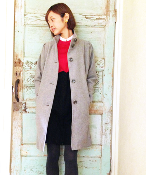 Kastane（カスタネ）の「【Kastane】袖ギャザーコート（その他アウター・レディース・グレー/グリーン/ネイビー・1/2）」の2枚目の写真