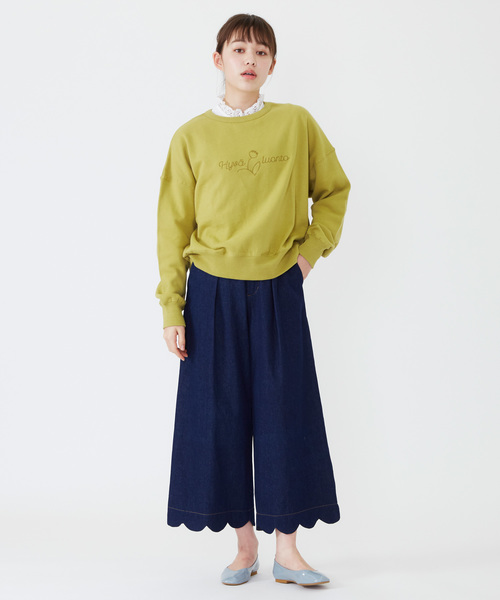 POU DOU DOU(プードゥドゥ)の「裾スカラップタックパンツ(その他パンツ・レディース・キナリ/オリーブ/インディゴブルー・3)」の4枚目の写真