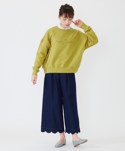 POU DOU DOU(プードゥドゥ)の「裾スカラップタックパンツ(その他パンツ・レディース・キナリ/オリーブ/インディゴブルー・3)」の5枚目の写真