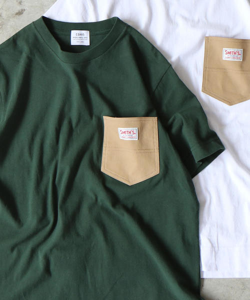 SMITH'S(スミス)の「【女性にも人気】SMITH別注ポケットTシャツ19SS(一部WEB限定カラー)(Tシャツ/カットソー)」|ダークグリーン