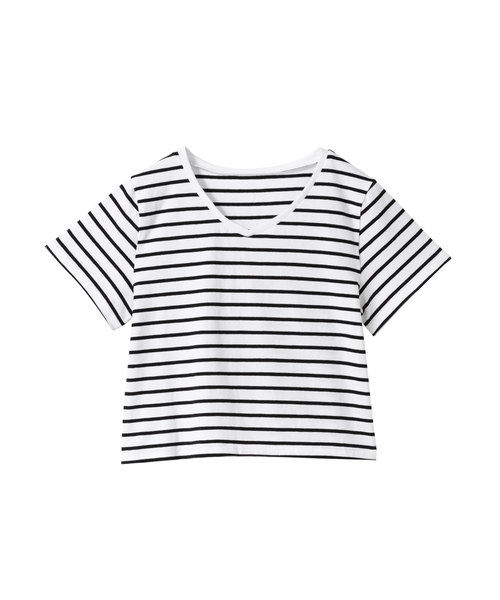 夢展望(ユメテンボウ)の「綿混ストレッチUネックorVネックショート丈ちびTシャツ(Tシャツ/カットソー・レディース・ホワイト系その他/ブラック系その他/グレー系その他/グリーン系その他/ブルー系その他/ピンク系その他/ホワイト系その他2/ホワイト系その他3/ホワイト系その他4/ブラック系その他2/ブラック系その他3/ブラック系その他4/グレー系その他2/グリーン系その他2/ブルー系その他2/ピンク系その他2・MEDIUM/LARGE)」の5枚目の写真