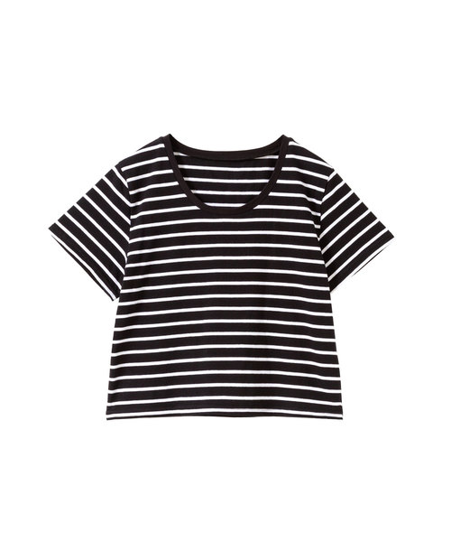 夢展望(ユメテンボウ)の「綿混ストレッチUネックorVネックショート丈ちびTシャツ(Tシャツ/カットソー・レディース・ホワイト系その他/ブラック系その他/グレー系その他/グリーン系その他/ブルー系その他/ピンク系その他/ホワイト系その他2/ホワイト系その他3/ホワイト系その他4/ブラック系その他2/ブラック系その他3/ブラック系その他4/グレー系その他2/グリーン系その他2/ブルー系その他2/ピンク系その他2・MEDIUM/LARGE)」の7枚目の写真