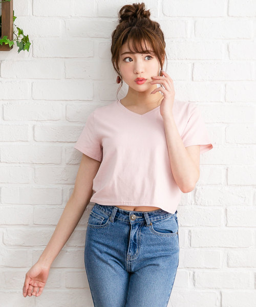 夢展望(ユメテンボウ)の「綿混ストレッチUネックorVネックショート丈ちびTシャツ(Tシャツ/カットソー・レディース・ホワイト系その他/ブラック系その他/グレー系その他/グリーン系その他/ブルー系その他/ピンク系その他/ホワイト系その他2/ホワイト系その他3/ホワイト系その他4/ブラック系その他2/ブラック系その他3/ブラック系その他4/グレー系その他2/グリーン系その他2/ブルー系その他2/ピンク系その他2・MEDIUM/LARGE)」の16枚目の写真