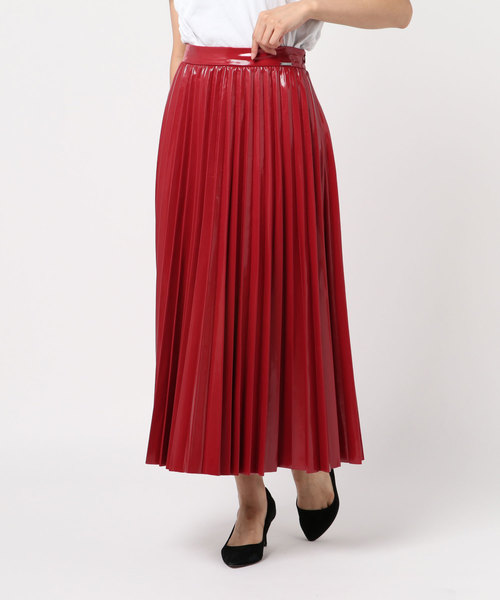 Guess(ゲス)の「LOLIE PATENT LONG SKIRT(スカート)」|レッド