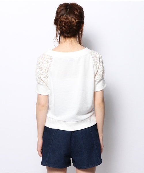 mystic（ミスティック）の「袖レーストレーナー（Tシャツ/カットソー・レディース・ブラック/グレー/オフホワイト/ブルー/ベージュ・ﾌﾘ-）」の8枚目の写真