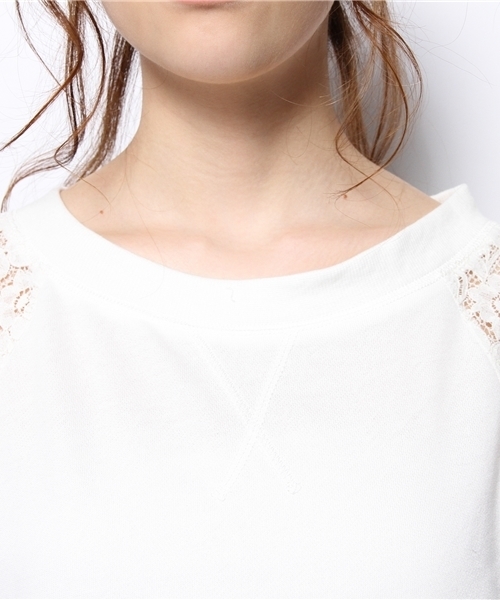 mystic（ミスティック）の「袖レーストレーナー（Tシャツ/カットソー・レディース・ブラック/グレー/オフホワイト/ブルー/ベージュ・ﾌﾘ-）」の9枚目の写真