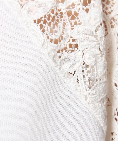 mystic（ミスティック）の「袖レーストレーナー（Tシャツ/カットソー・レディース・ブラック/グレー/オフホワイト/ブルー/ベージュ・ﾌﾘ-）」の11枚目の写真