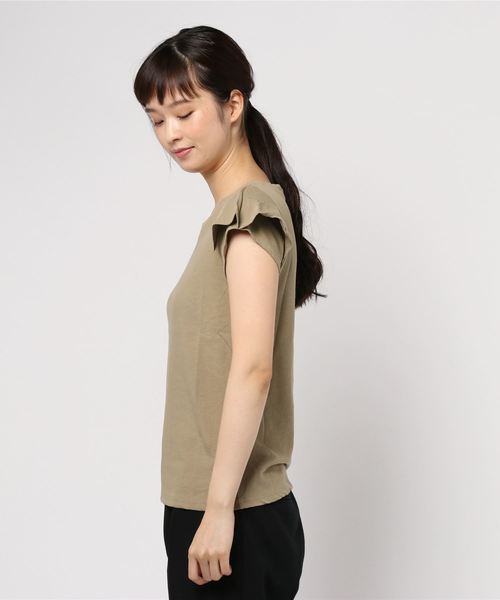 La TOTALITE（ラトータリテ）の「ハイツイストコットンフレンチTシャツ◆（Tシャツ/カットソー・レディース・ブラック/ホワイト/ベージュ・FREE）」の4枚目の写真