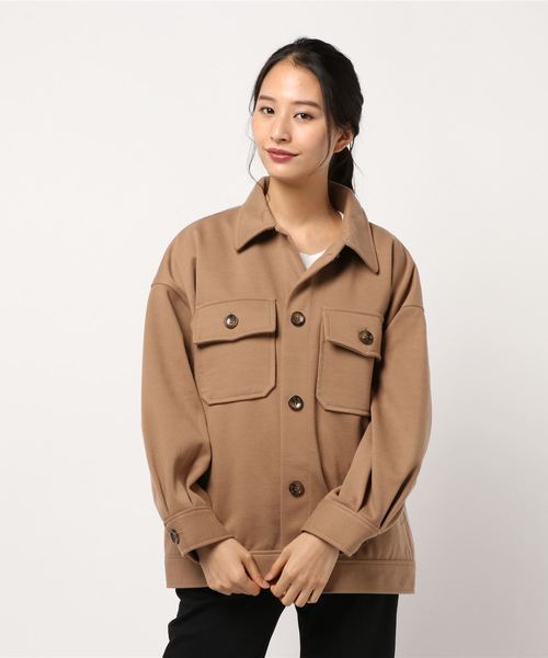 STYLEBLOCK(スタイルブロック)の「フェイクウールビッグシルエットミリタリーCPOジャケット(ミリタリージャケット・レディース・ベージュ/ブラウン/ライトベージュ/カーキ・M)」の3枚目の写真