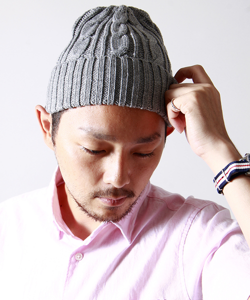 WEGO(ウィゴー)の「WEGO/ケーブルニットキャップ(ニットキャップ/ビーニー・メンズ・杢グレー/ネイビー/ワイン/ホワイト/ブラック系その他/ダークグリーン/イエロー系その他・FREE)」の3枚目の写真