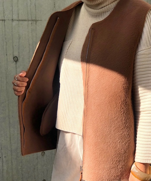 PARKS TOKYO SELECT（パークストウキョウセレクト）の「ﾌｧｰｼﾝﾌﾟﾙﾍﾞｽﾄ（ベスト・レディース・ベージュ/ブラウン・FREE）」の7枚目の写真