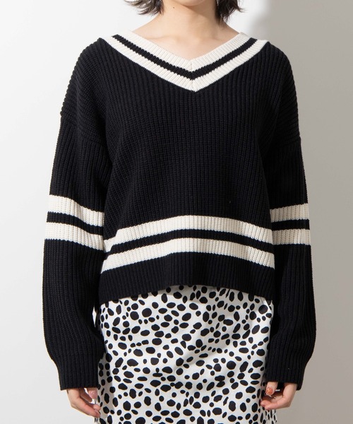 WEGO(ウィゴー)の「WEGO/ラインチルデンニット(ニット/セーター・レディース・ホワイト/ブラック/ベージュ・FREE)」の15枚目の写真