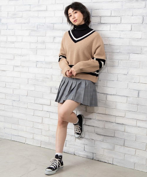 WEGO(ウィゴー)の「WEGO/ラインチルデンニット(ニット/セーター・レディース・ホワイト/ブラック/ベージュ・FREE)」の10枚目の写真