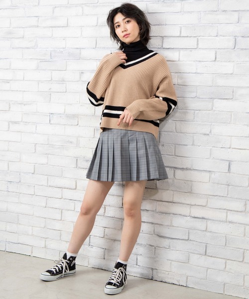 WEGO(ウィゴー)の「WEGO/ラインチルデンニット(ニット/セーター・レディース・ホワイト/ブラック/ベージュ・FREE)」の11枚目の写真