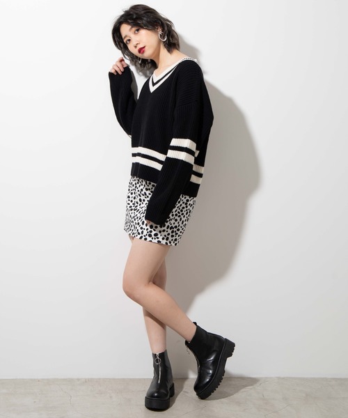 WEGO(ウィゴー)の「WEGO/ラインチルデンニット(ニット/セーター・レディース・ホワイト/ブラック/ベージュ・FREE)」の7枚目の写真