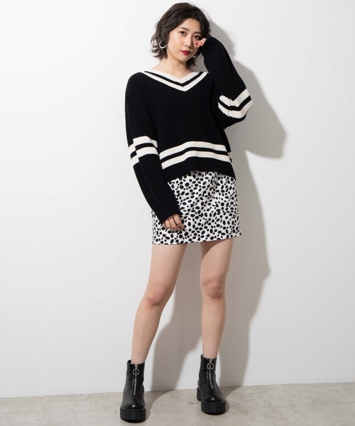 WEGO(ウィゴー)の「WEGO/ラインチルデンニット(ニット/セーター・レディース・ホワイト/ブラック/ベージュ・FREE)」の8枚目の写真