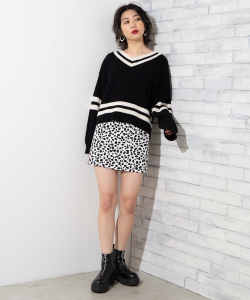 WEGO(ウィゴー)の「WEGO/ラインチルデンニット(ニット/セーター・レディース・ホワイト/ブラック/ベージュ・FREE)」の9枚目の写真