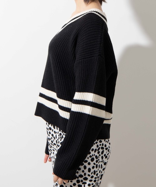 WEGO(ウィゴー)の「WEGO/ラインチルデンニット(ニット/セーター・レディース・ホワイト/ブラック/ベージュ・FREE)」の16枚目の写真