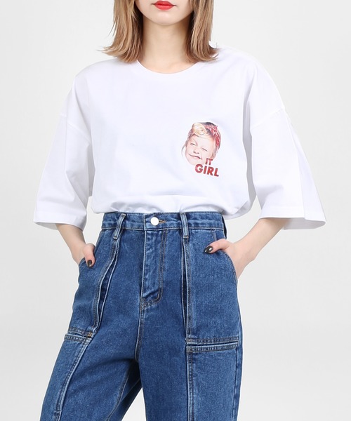 DING(ディング)の「DING/IT GIRL Tシャツ(Tシャツ/カットソー・レディース・ブラック/ホワイト/ライム・FREE)」の2枚目の写真
