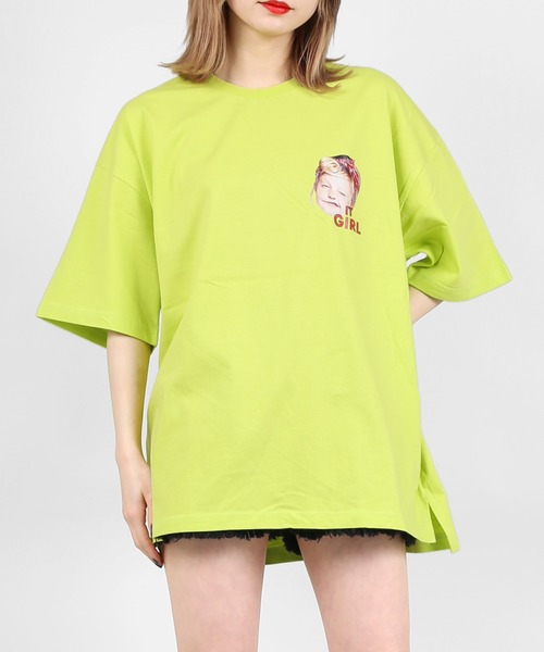 DING(ディング)の「DING/IT GIRL Tシャツ(Tシャツ/カットソー・レディース・ブラック/ホワイト/ライム・FREE)」の1枚目の写真