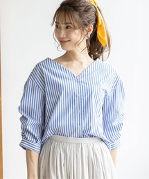 TCブロード袖ボリュームスキッパーシャツブラウス