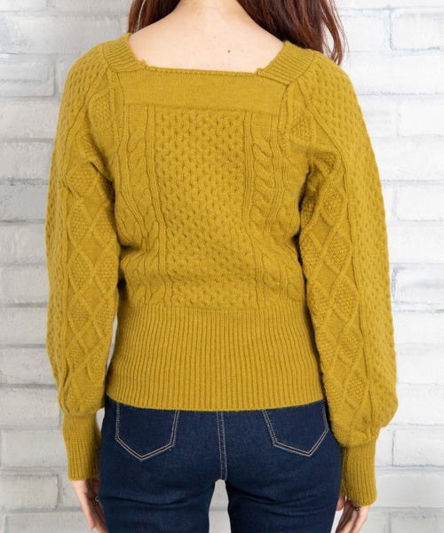 WEGO（ウィゴー）の「WEGO/スクエアネックボリュームスリーブニット（ニット/セーター・レディース・ホワイト/ブラウン/グリーン系その他・FREE）」の11枚目の写真