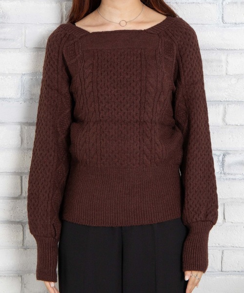 WEGO（ウィゴー）の「WEGO/スクエアネックボリュームスリーブニット（ニット/セーター・レディース・ホワイト/ブラウン/グリーン系その他・FREE）」の17枚目の写真