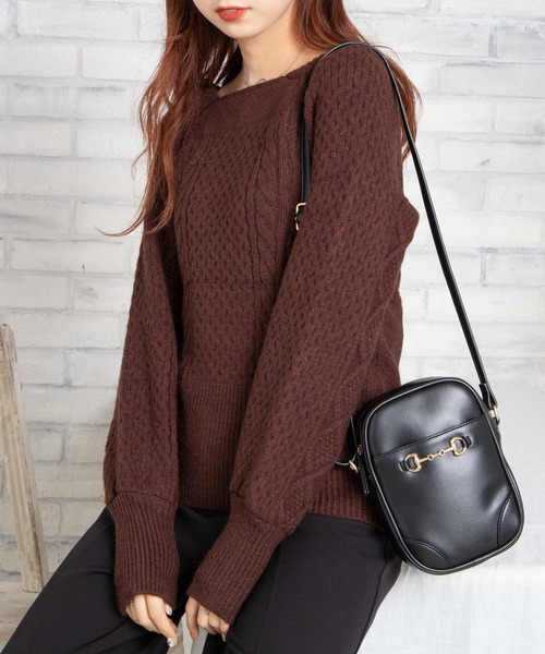 WEGO（ウィゴー）の「WEGO/スクエアネックボリュームスリーブニット（ニット/セーター・レディース・ホワイト/ブラウン/グリーン系その他・FREE）」の12枚目の写真