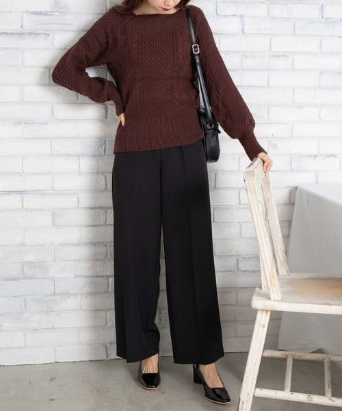 WEGO（ウィゴー）の「WEGO/スクエアネックボリュームスリーブニット（ニット/セーター・レディース・ホワイト/ブラウン/グリーン系その他・FREE）」の10枚目の写真