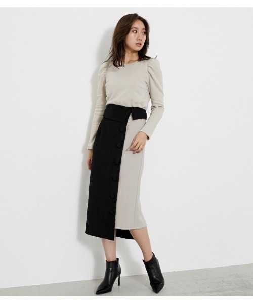 ﾊﾞｲｶﾗｰj Wﾀｲﾄsk バイカラータイトスカート スカート Rienda リエンダ のファッション通販 Zozotown