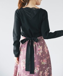 tocco closet | ウエストりぼん付き後ろレース装飾ハートネックニットプルオーバー(ニット/セーター)